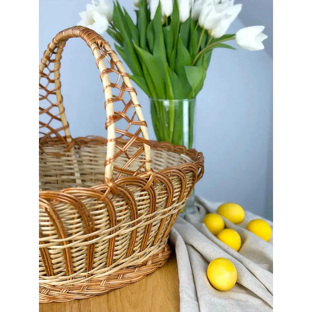 Пасхальная корзина из лозы с одной ручкой Галичина Коричневая - фото 3