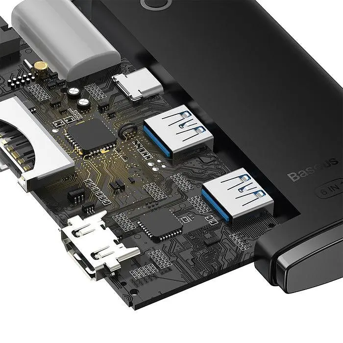 Хаб - кардридер Usb-C - Baseus Lite Series 6-Port Usb-A Hub (WKQX050001) - фото 6