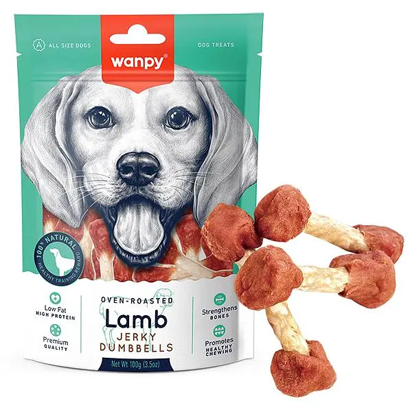 Wanpy Lamb Jerky Dumbell ВАНПІ В’ЯЛЕНЕ ЯГНЯ КІСТКА-ГАНТЕЛЬ лакомство для собак, 100 г