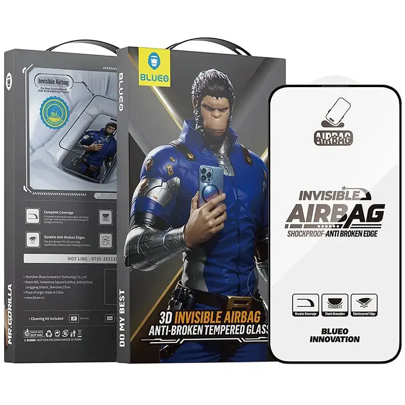 Захисне 3D скло Invisible Airbag для Apple iPhone 15 Pro Max (6.7") Чорний Blueo teh0031551 - фото 7
