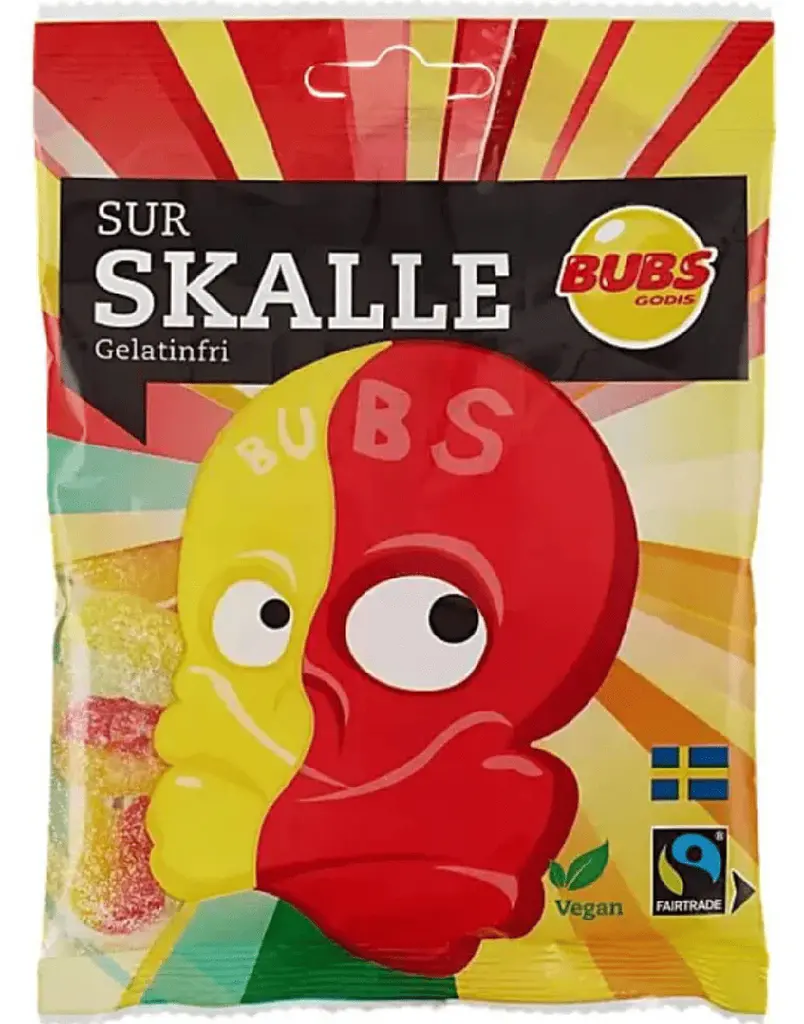 Жувальні цукерки Bubs Sur Skalle Gelatinfri Sour Skull 92г