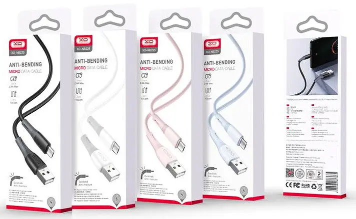 USB Кабель XO NB225 MicroUSB Silicone Two-Color 2.4A 1.0m Білий - фото 2