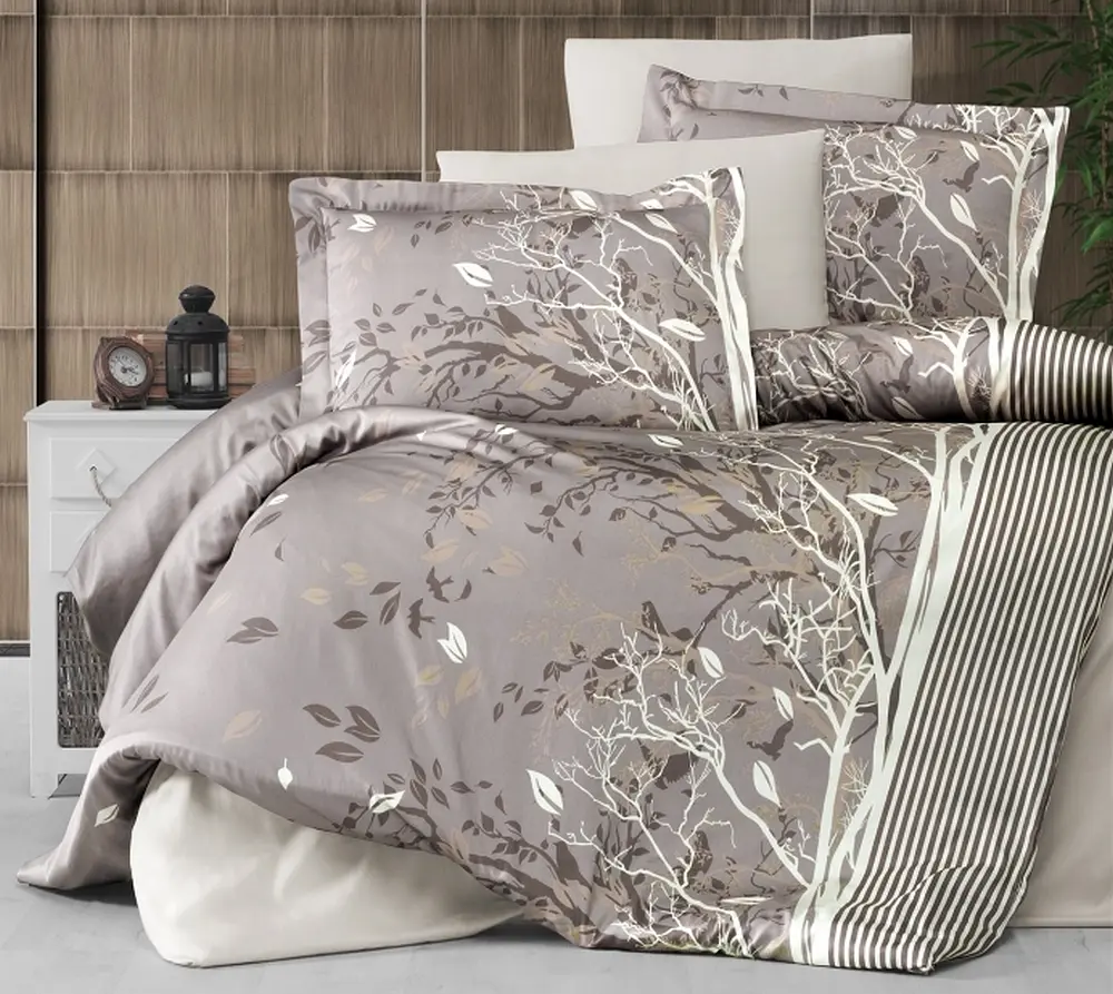 Турецька постільна білизна First Choice Cotton Satin Living brown євро