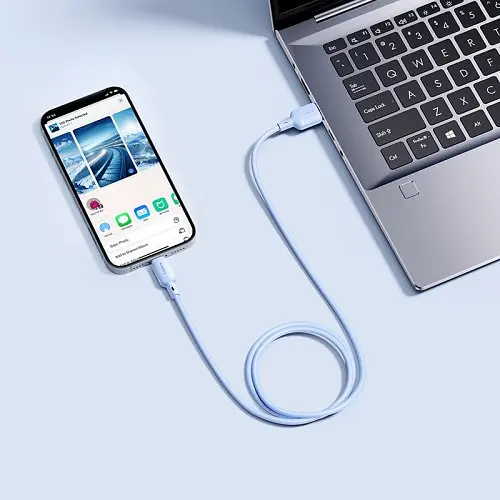 USB кабель Baseus Silky Series USB to Lightning 2.4A 1m синій P10377702313-00 - фото 6