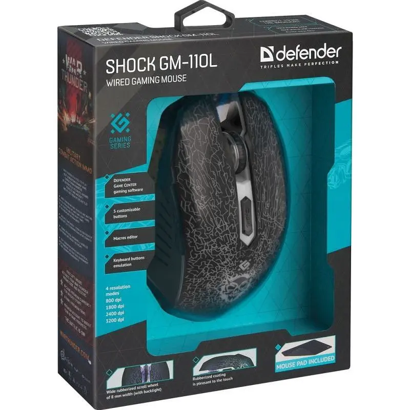 Миша Defender Shock GM-110L USB Black (52110) - фото 6