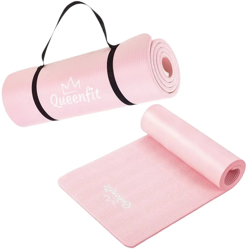 Килимок для фітнесу та йоги Queenfit NBR 1.5 см рожевий - фото 7