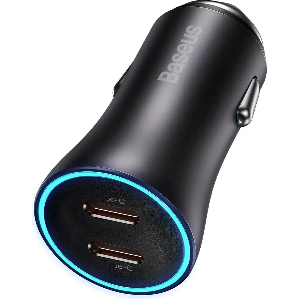 Автомобільний зарядний пристрій Baseus Golden Contactor Pro Dual Fast Charger 2хUSB-C 40W Dark Gray (CGJP000013) [136667] - фото 2