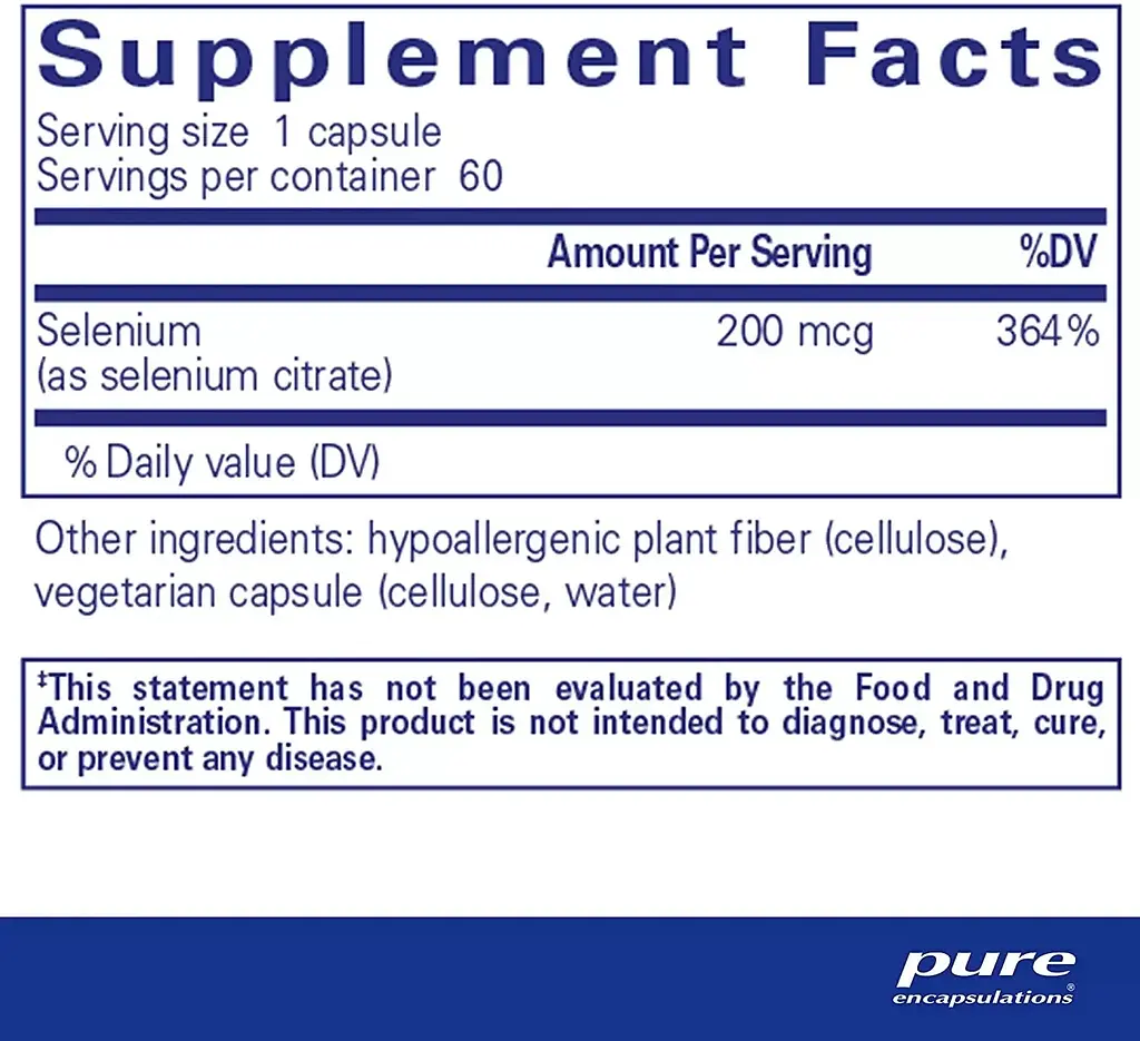 Селен (цитрат) Pure Encapsulations Selenium (citrate) 60 капсул - фото 2
