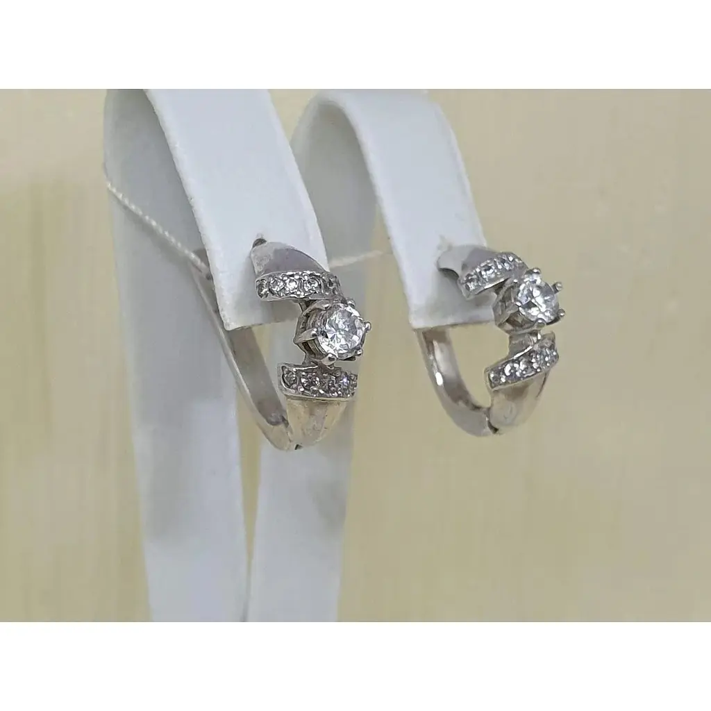 Срібні сережки Агні з фіанітами. 2203Р-CZ ПИКАССО - фото 3