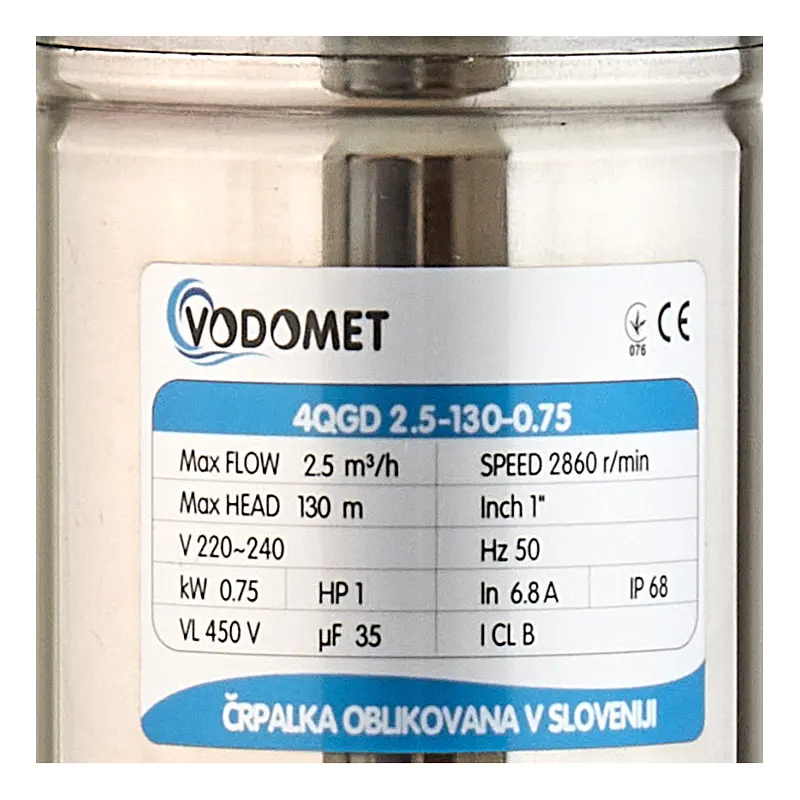 Глибинний насос для криниці Vodomet 4QGD Н=130М, Q=40л/хв, P=750 Вт VO4158 - фото 3