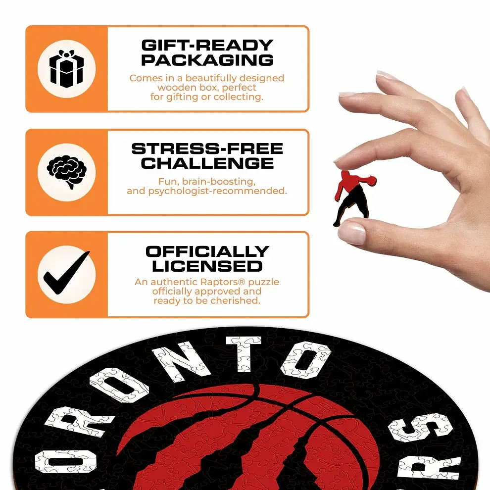 Дерев'яний пазл Toronto Raptors Iconic Puzzles NBA M, 270 деталей офіційний логотип Торонто Репторз подарунковий набір (SKU-301) - фото 4