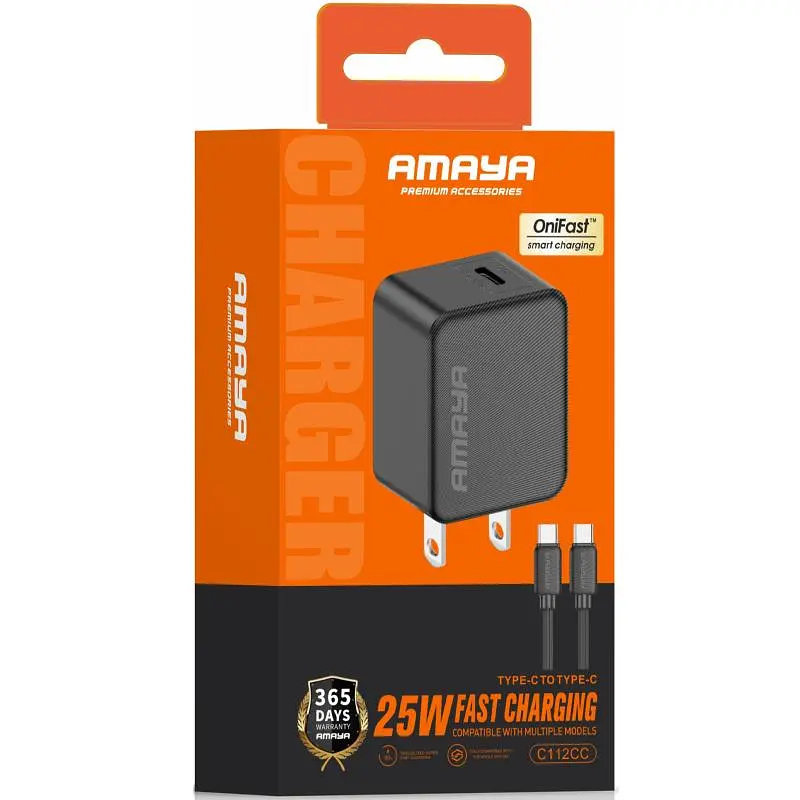 СЗУ Amaya E112CC PD25W (1USB-C) + кабель Type-C to Type-C Black - фото 2