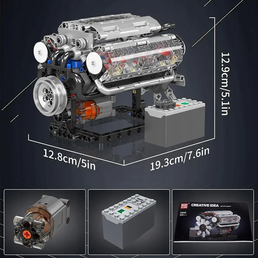 Конструктор двигун Mould King V8 Engine бензиновий восьмициліндровий мотор 10088s для дітей та дорослих 535 деталей - фото 10