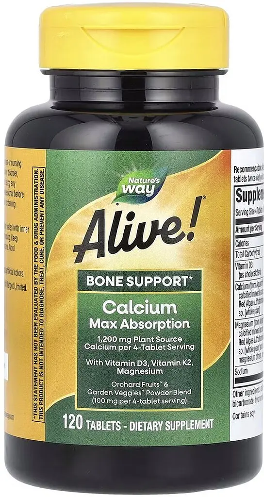 Вітаміни та мінерали Nature's Way Alive! Calcium Bone Support, 120 таблеток - фото 3