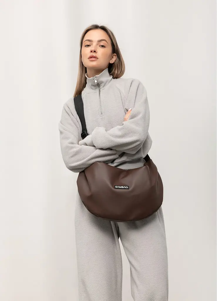 Жіноча сумка Sambag HOBO Bag-glove шоколадна 50 х 28 х 5 см (53400020) - фото 4
