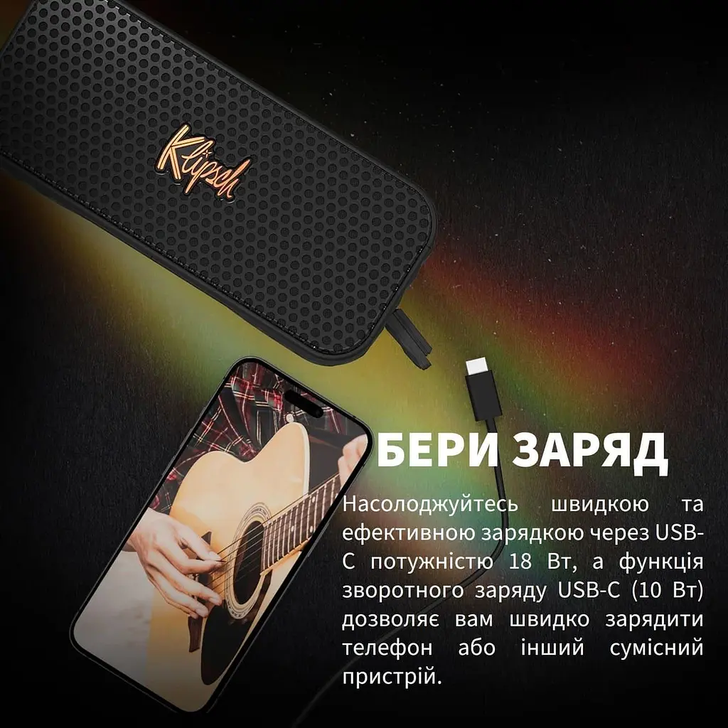 Портативна акустика Klipsch Portable Speaker Nasville Black (1071975) - фото 9
