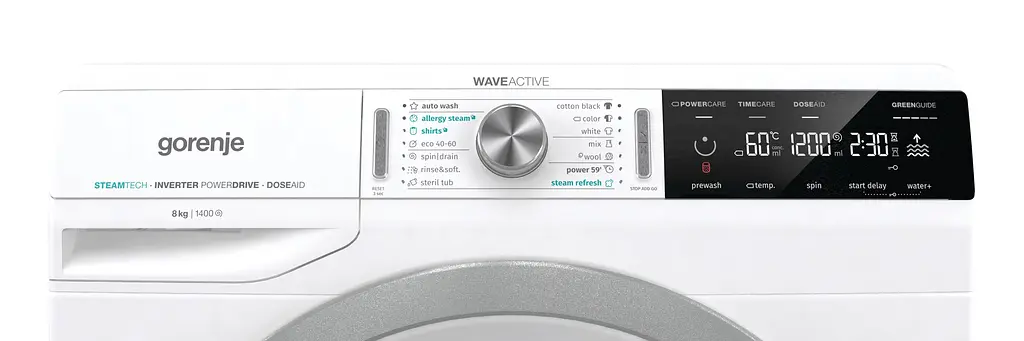 Пральна машина Gorenje з фронтальним завантаженням WA84SDS, 8кг, 1000, A+++, Пар, глибина 47см, Дисплей, Білий (WA84SDS) - фото 5