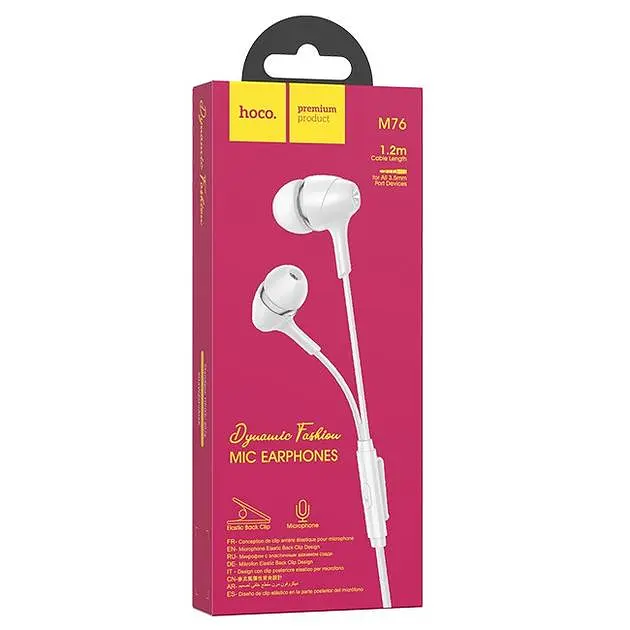 Проводные наушники Hoco M76 Maya universal earphones with mic, 3.5mm, 1.2m, white - фото 5