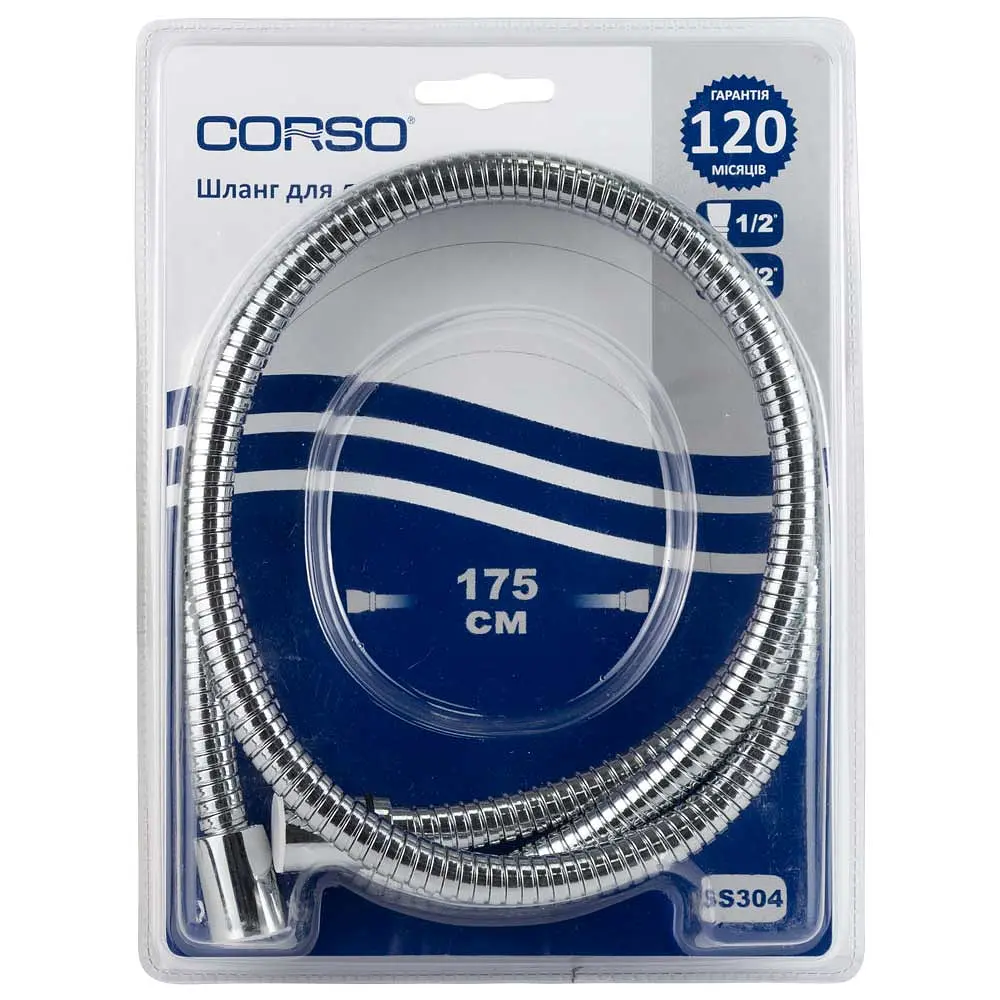 Шланг для ручного душу Corso 1/2" хромований з підшипником 175 см (9691912) - фото 2