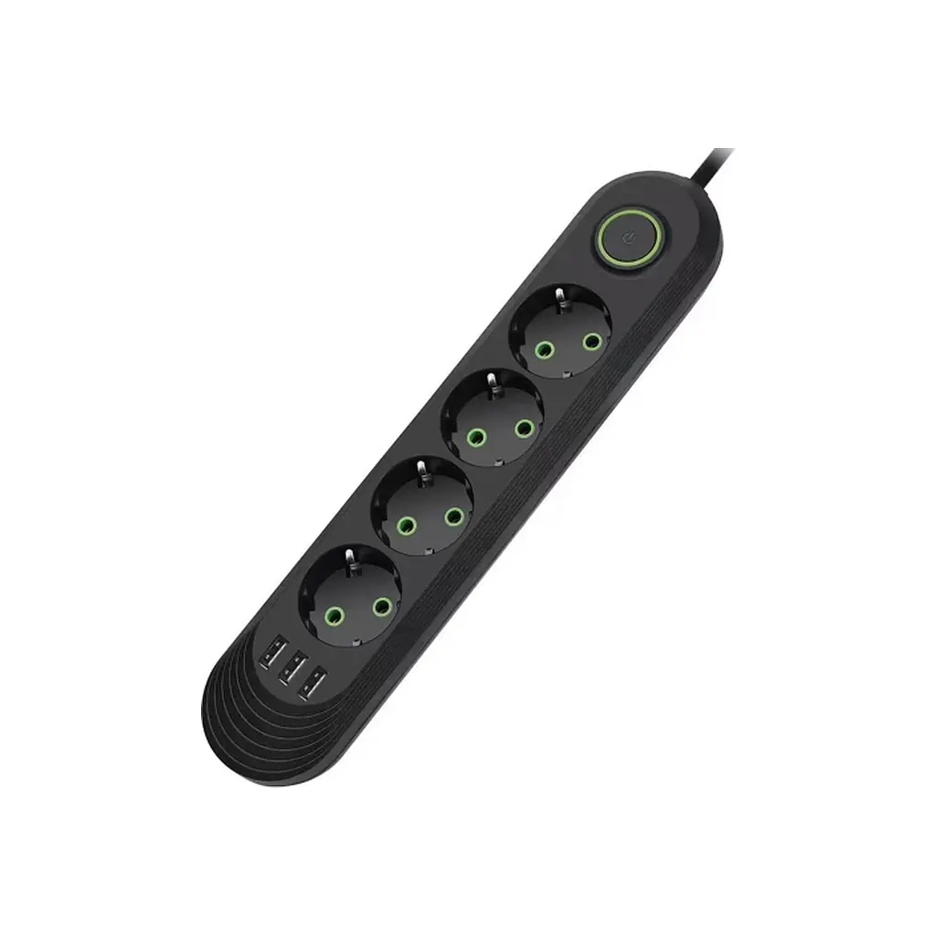 Мережевий фільтр живлення Voltronic F04U, 4 роз. EU, 3 USB Black (F04U-Black) - фото 2