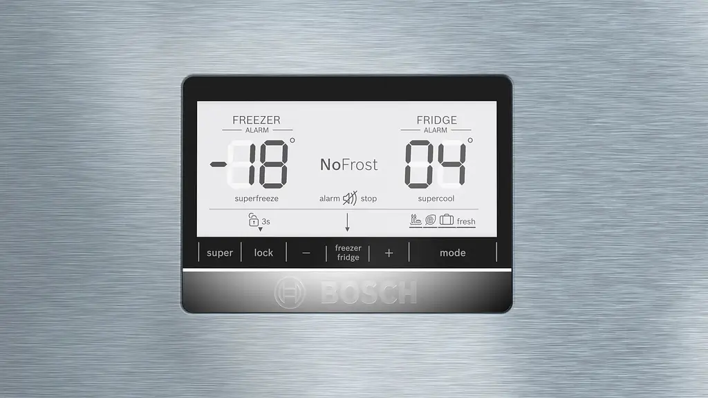Холодильник Bosch з нижньою морозильною камерою 186x80x86 холодильне відділення 479 л морозильне відділення 140 л 2 двері А++ NF дисплей нержавіюча сталь (KGN86AI32U) - фото 3