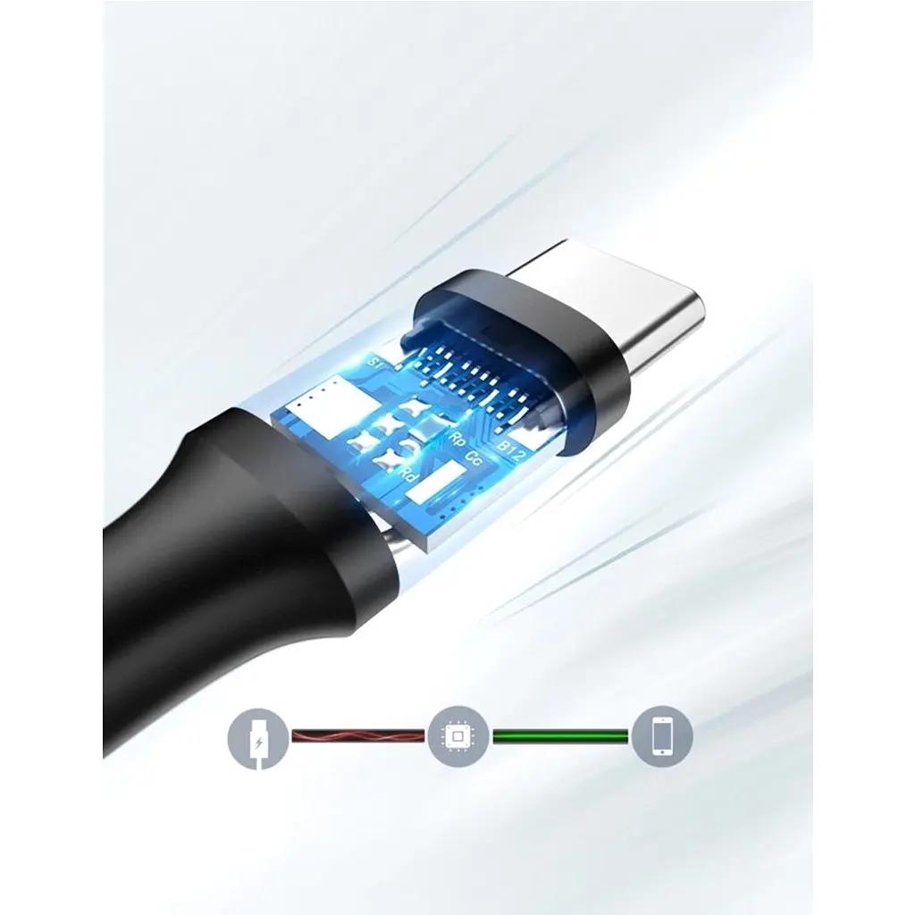 Дата кабель USB 2.0 AM to Type-C 3.0m 3.0A 18W US287 Black Ugreen (60826) - фото 6