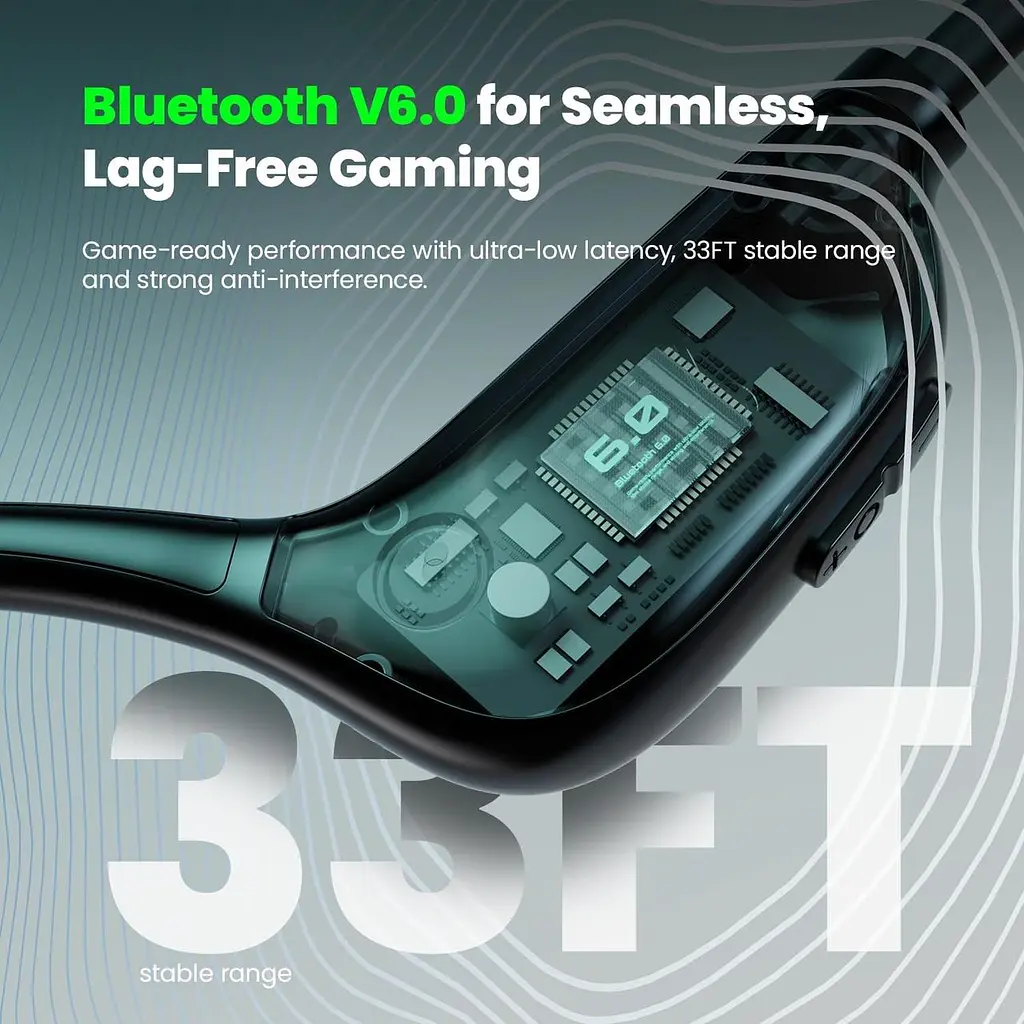 Наушники Mozone с костной проводной, беспроводные наушники с открытым ухом Bluetooth V6.0 со встроенным микрофоном - фото 3