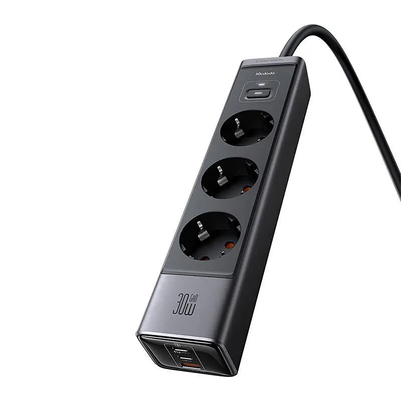 Сетевой фильтр McDodo 6-in-1 30W GaN Surge Protection Power Strip (EU) Черный - фото 3