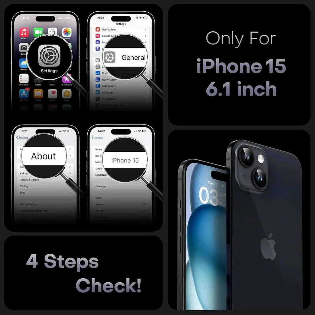 Протиударний чохол TOCOL для iPhone 15 та 2 захисні скла з захистом камери чорний матовий (SKU-057) - фото 3