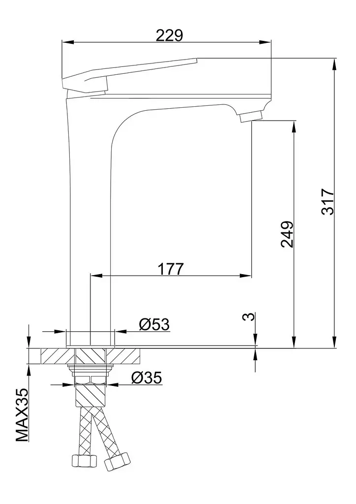 Змішувач для умивальника Frap F1052-54 високий, білий/хром, Хром - фото 6
