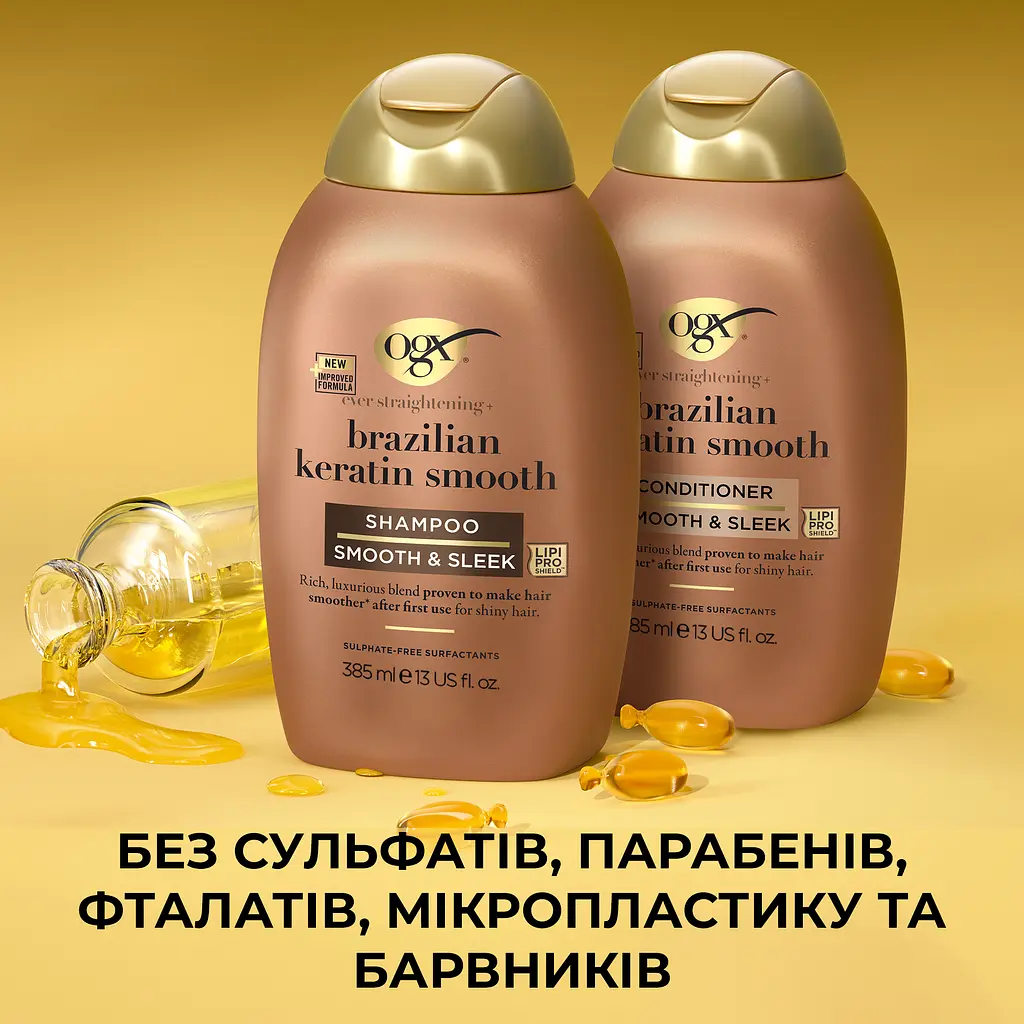 Шампунь OGX Brazilian Keratin Smooth розгладжувальний, для зміцнення волосся 385 мл - фото 7