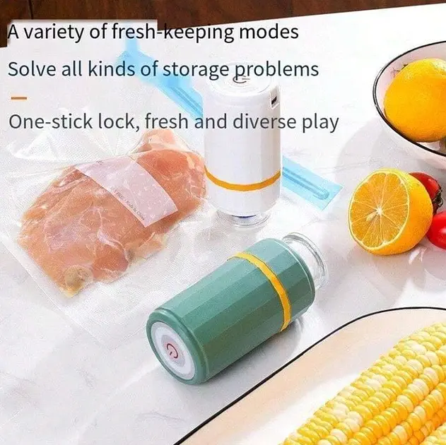 Домашній вакууматор для продуктів Vacuum Sealer бірюзовий - фото 2
