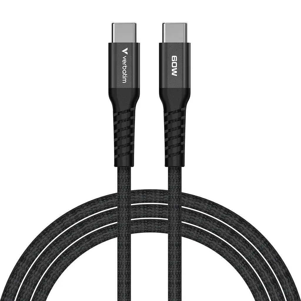 Кабель Verbatim 60 Вт /USB-C–USB-C /120 см-чорний (31859) - фото 2