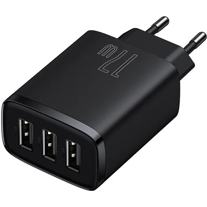 Зарядний пристрій Baseus Compact Charger 3U 17W Black (CCXJ020101) - фото 2