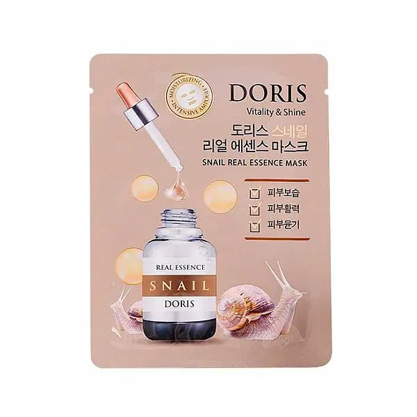 Маска тканинна для обличчя Doris Snail Real Essence Mask з екстрактом муцину равлика