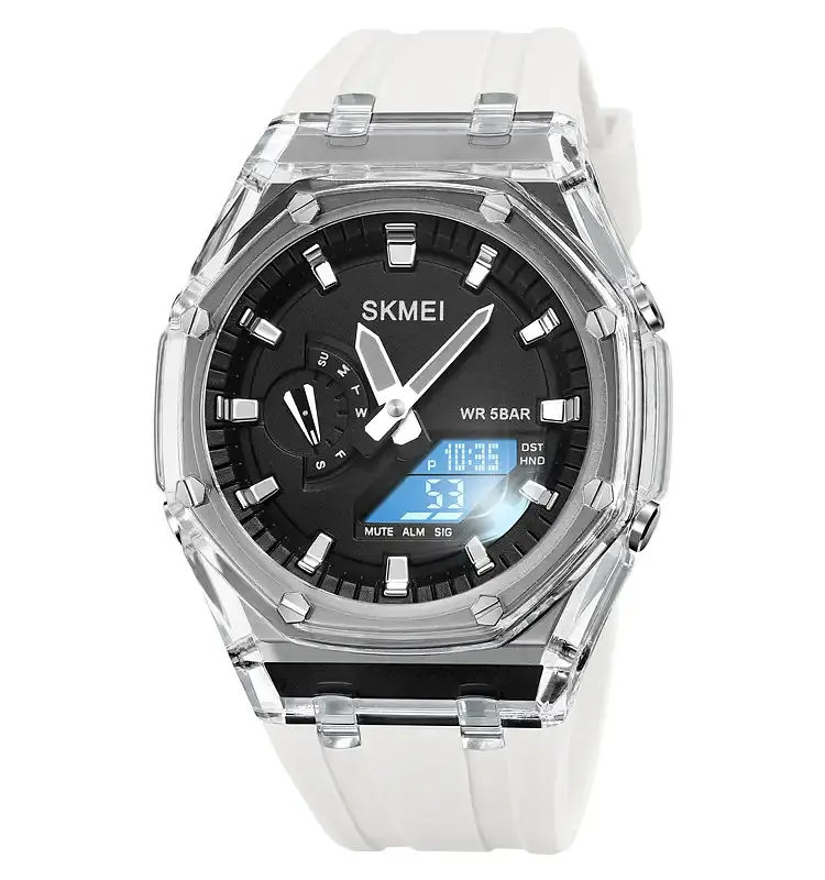 Наручний годинник чоловічий Skmei 2100 White Black, 2100WTBK (18435) - фото 3