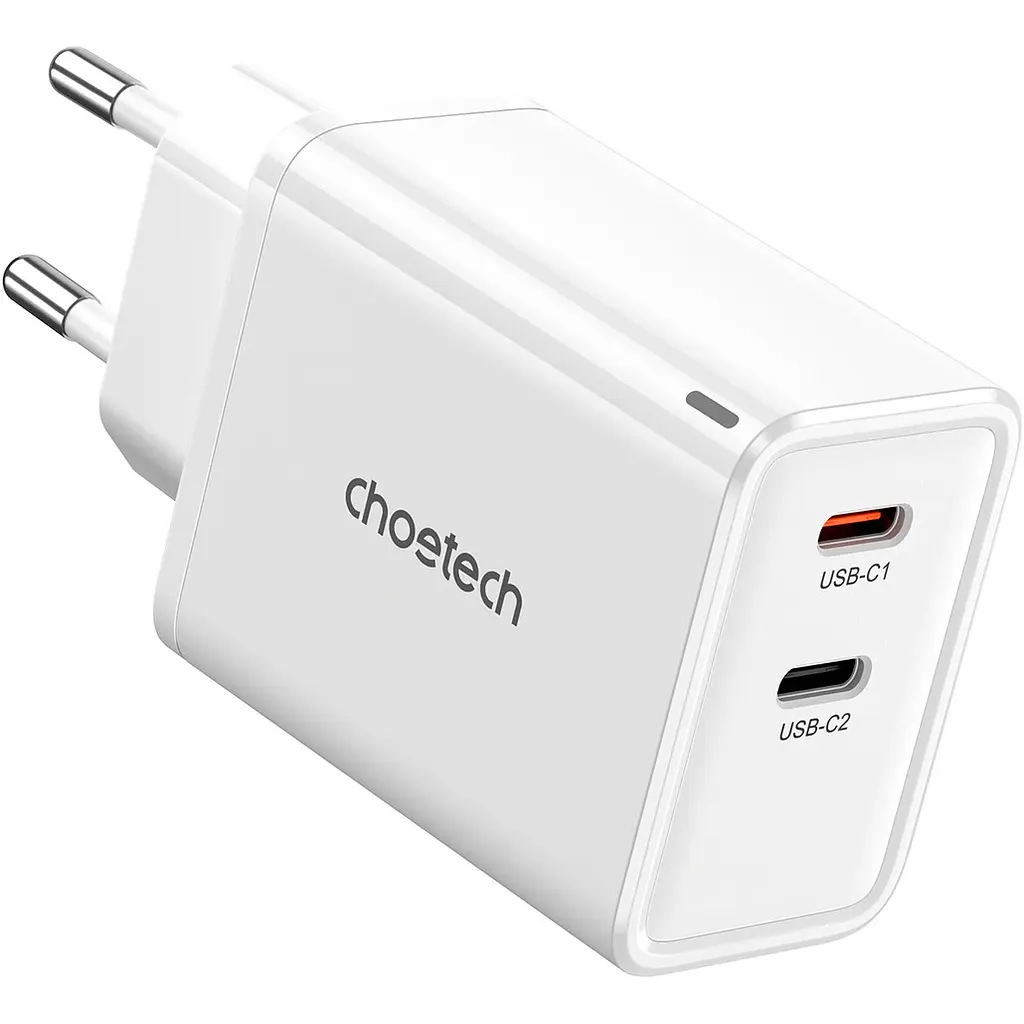 Сетевое зарядное устройство Choetech PD Dual USB-C Charger 65W White (PD6013-EU-WH) [100842] - фото 2