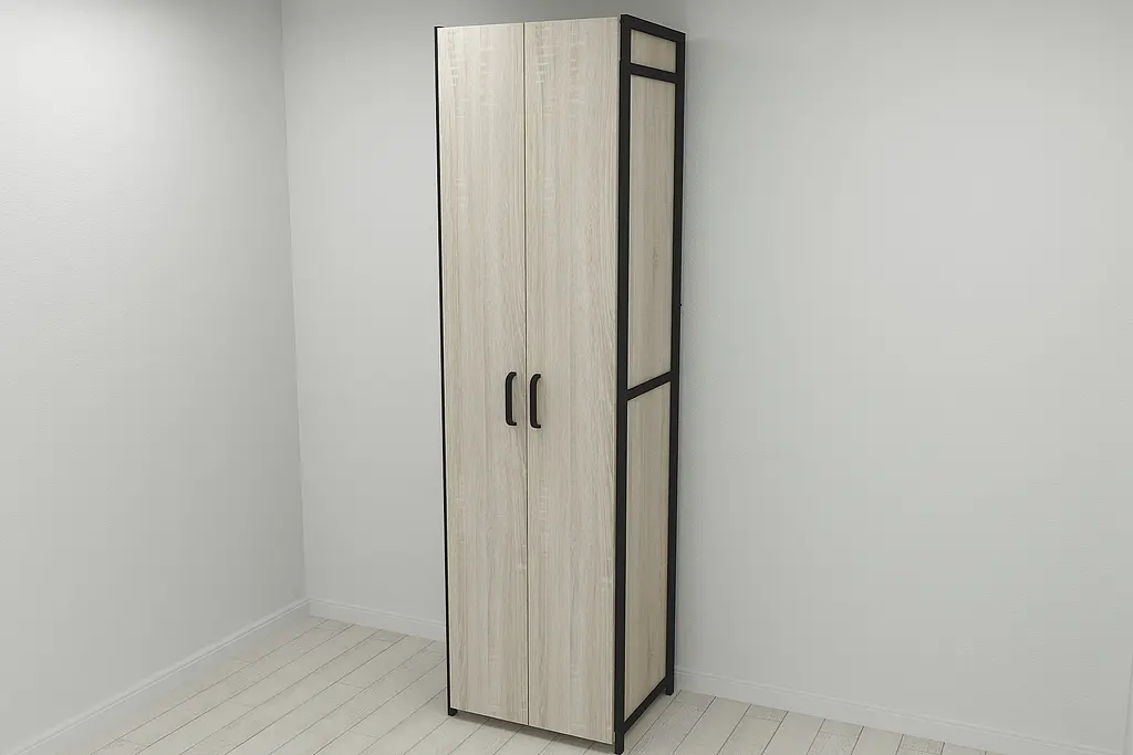 Шафа Гардероб Уні секція 7 серії Конект Ferrum-decor 220x60x50см Чорний метал ДСП Дуб Сонома 16 мм (FRD-104561) - фото 4