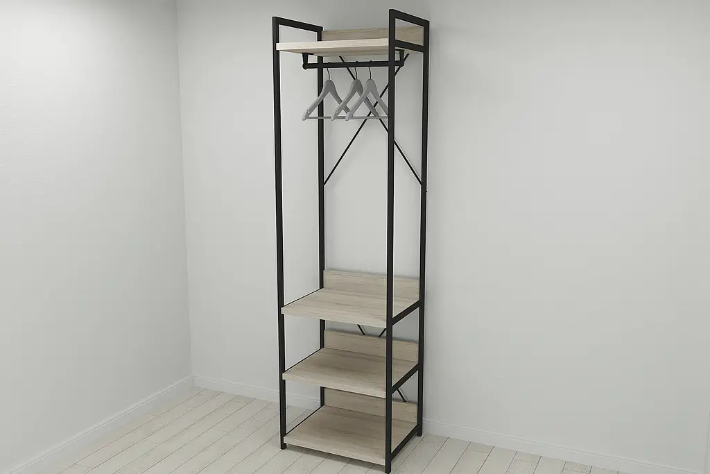 Шафа Гардероб Уні секція 3 серії Конект Ferrum-decor 220x60x50см Чорний метал ДСП Дуб Сонома 32 мм (FRD-104525) - фото 5