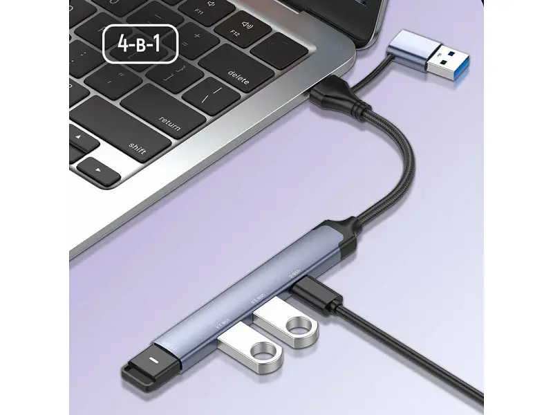 Мультипортовий адаптер ColorWay USB-A/USB-C 4-in-1 USB2.0х2/USB3.0/USB-C2.0 (CW-HUB06) - фото 7