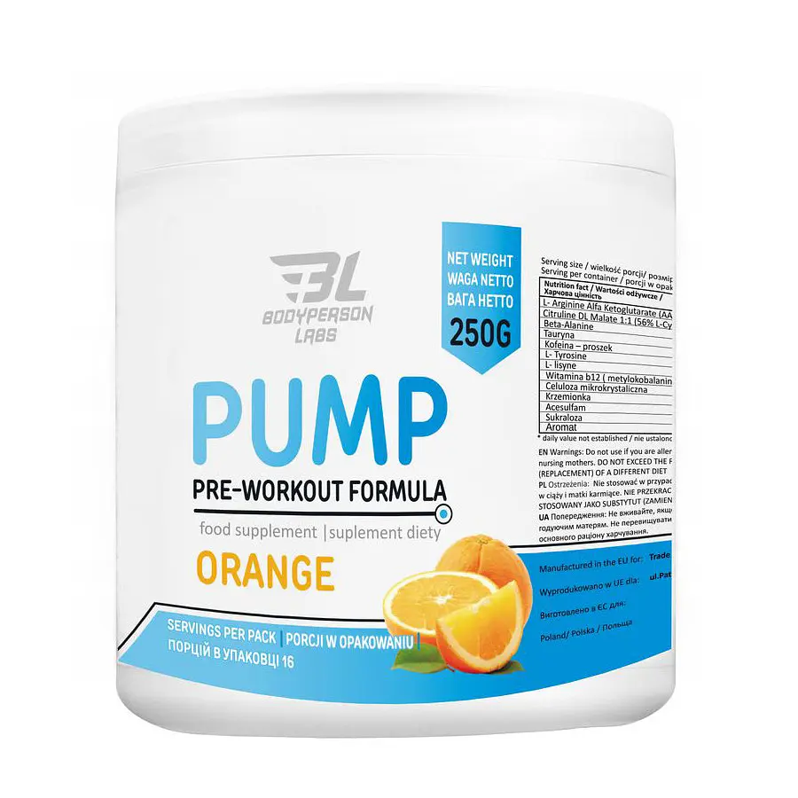 Передтренувальний комплекс Bodyperson Pump Апельсин 250 г - фото 2
