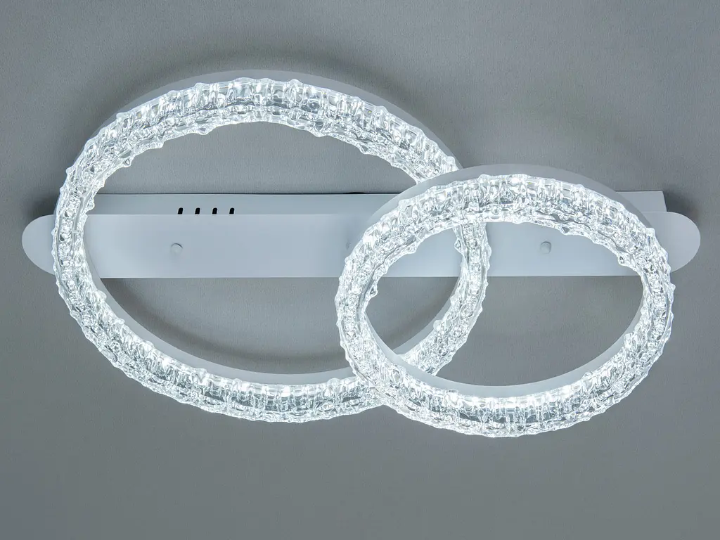 Стельова LED-люстра Diasha MX78203/400+300WH 65W, 2 кільця, 3 кольори світла, 40x66 см, настінний вимикач - фото 4
