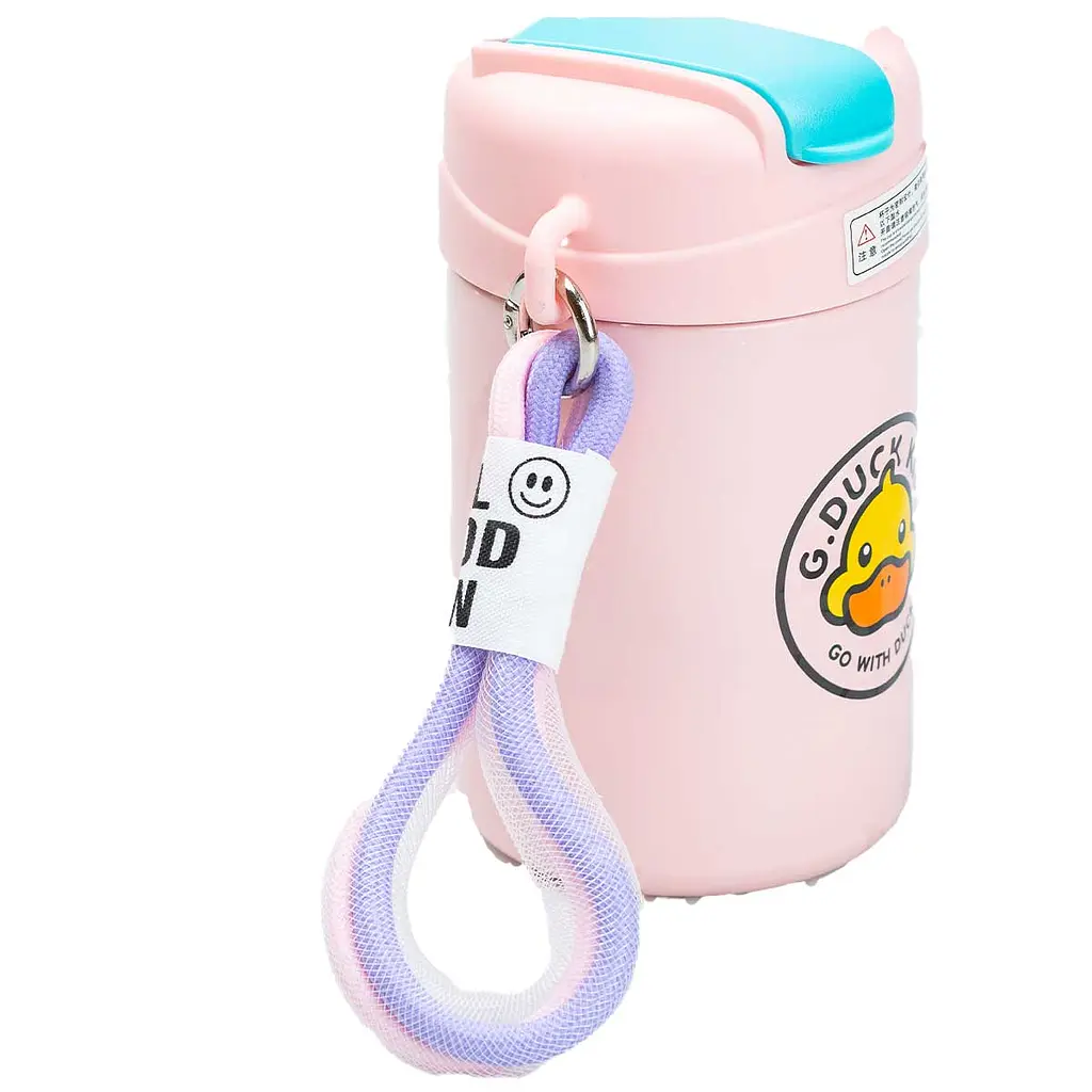 Термос дитячий Happy Life G.Duck HP18309P з трубочкою та гвинтовою кришкою 460 мл, рожевий - фото 5