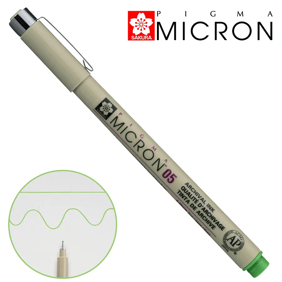 Лінер Sakura PIGMA MICRON (0.5), 0,45 мм світло-зелений