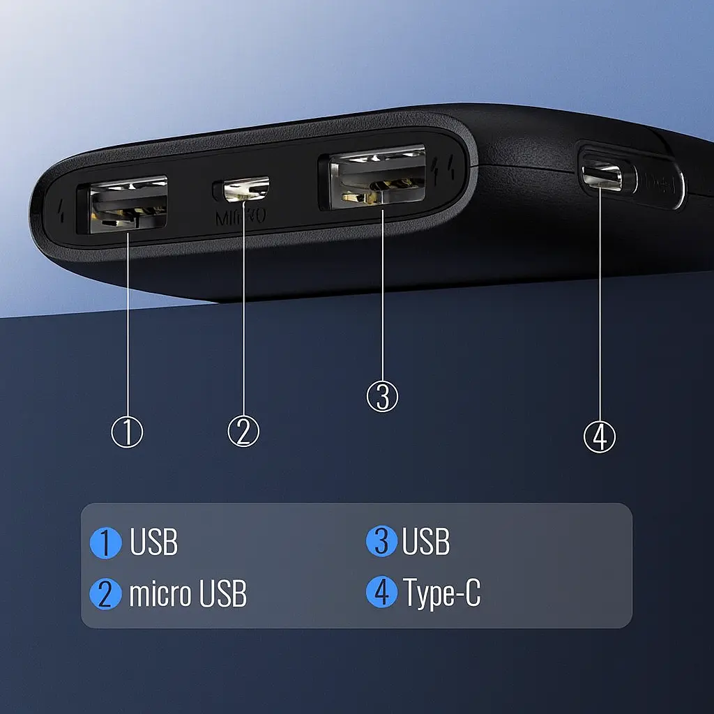 Повербанк LENYES PX167 10000 мА·год з LED-індикатором і 2 USB, чорний - фото 4