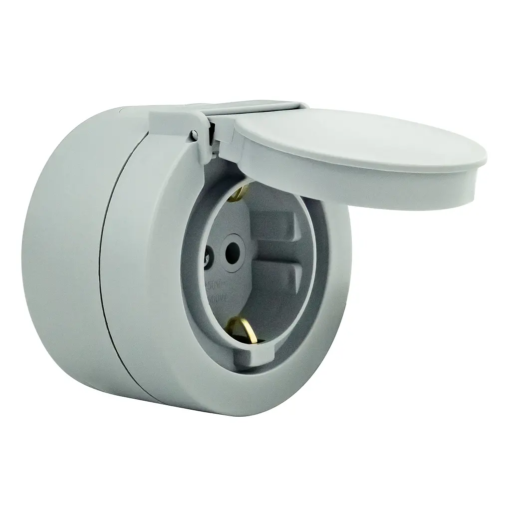 Розетка Ovivo Electric xOne з заземленням та кришкою сіра - фото 2