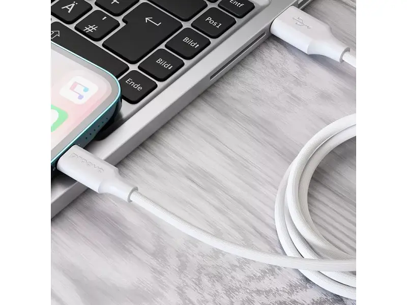 Кабель Lightning Proove Striped Silicone USB-A to Lightning 1m White (CCSS00001102) - фото 2