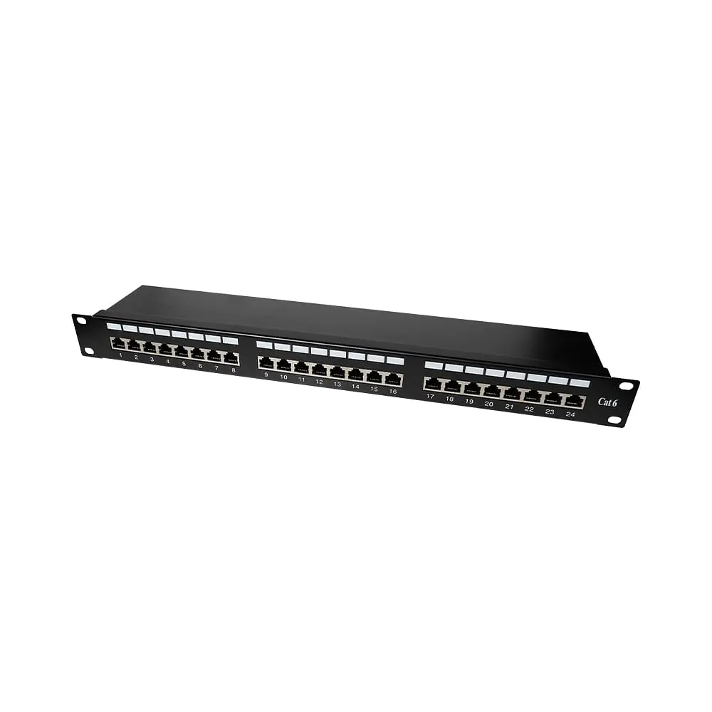 Патч-панель 24 порти NVC-PN-12/24 CAT5/CAT6 19" 1U екранована (73-00145)