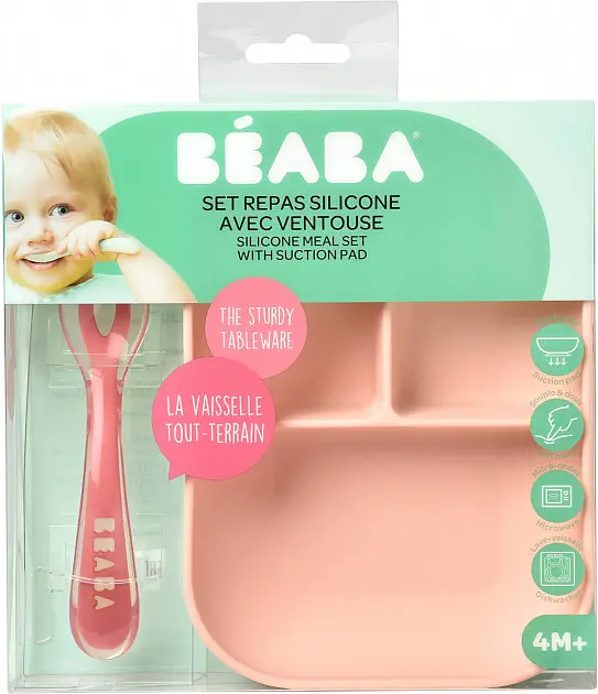 Набір Beaba Babycook порційна тарілка + ложка, рожевий (913456) - фото 3