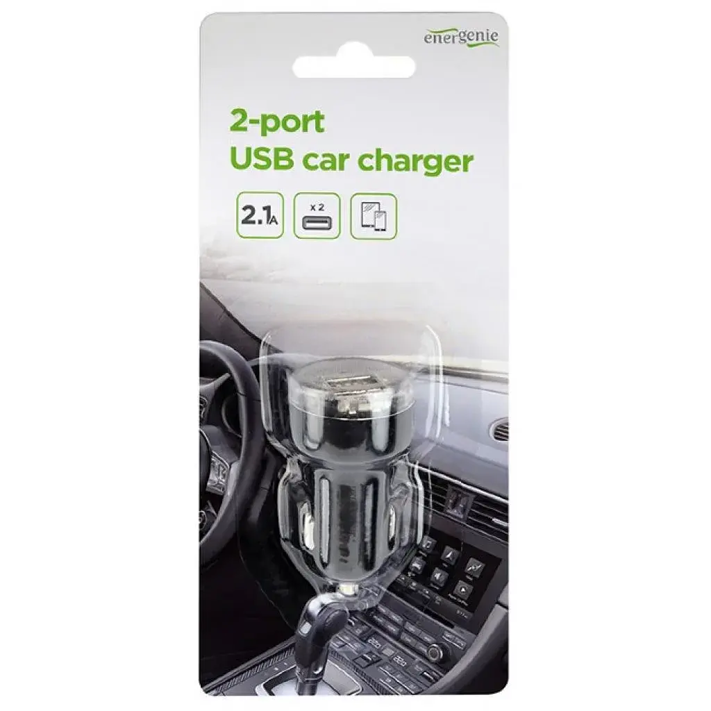 Зарядний пристрій EnerGenie USB 2.1A black (EG-U2C2A-CAR-02) - фото 3